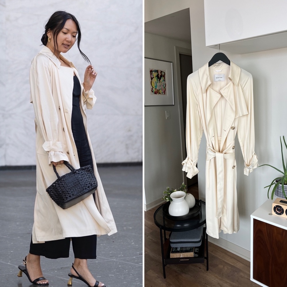Aritzia Babaton Carson Cream new Trench Business Formal Casual Relaxed Coat Sz S - Picture 9 of 10